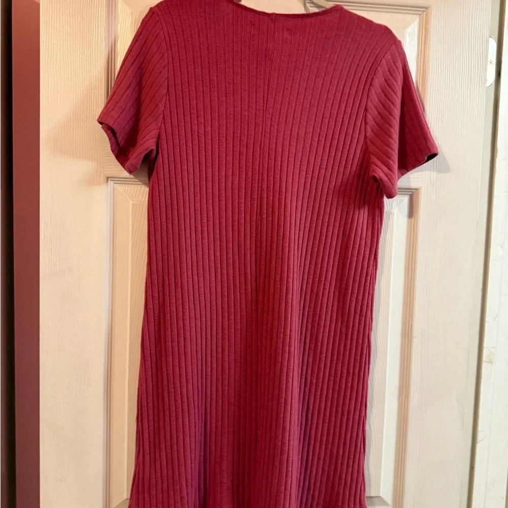 Abercrombie & Fitch Ribbed Mini Dress in Deep Pink - Picture 4 of 4